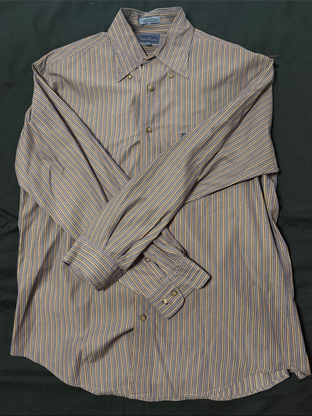Faconnable Multi-Stripe Dress Shirt in Blue and Cream